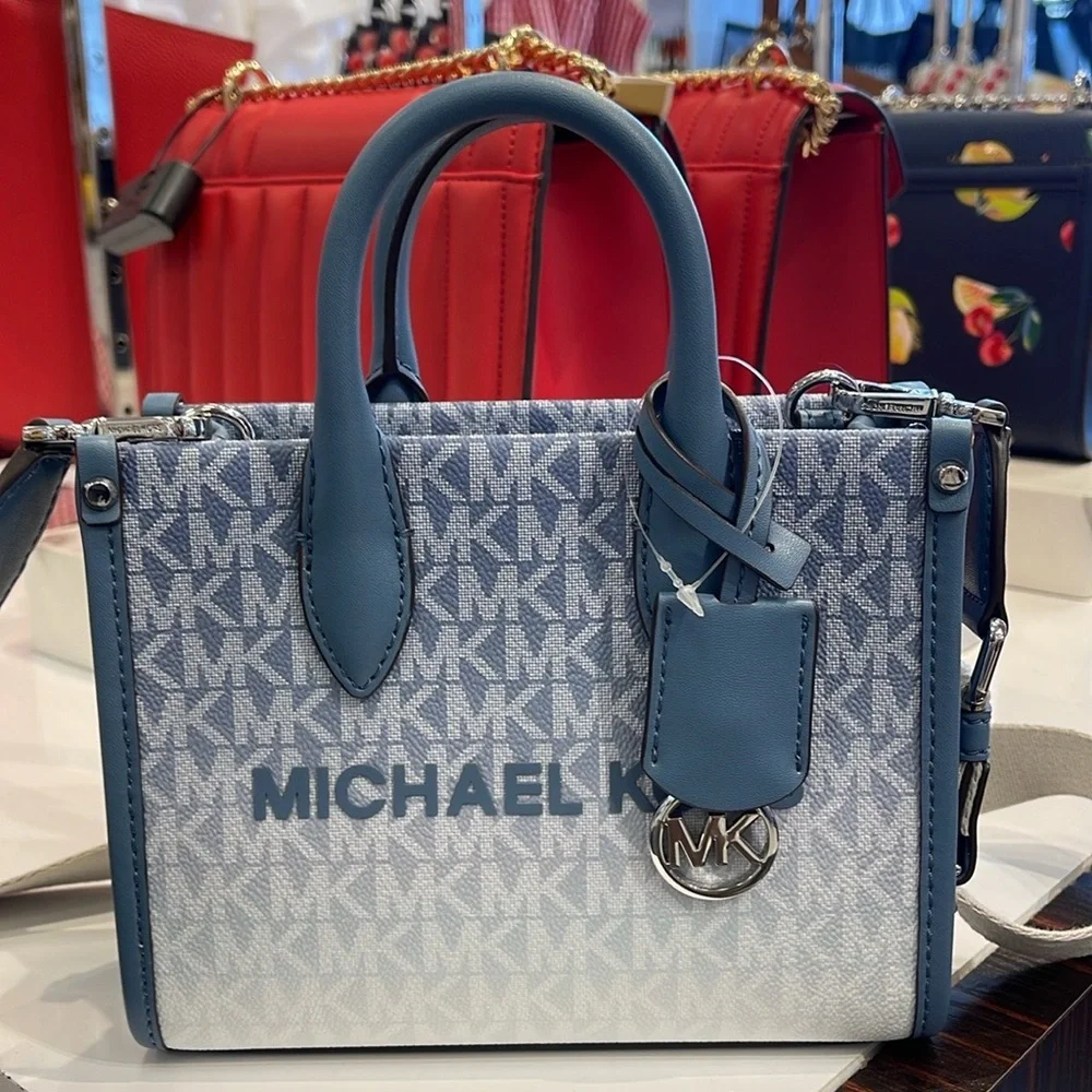 Michael Kors Mirella Extra-Small Ombré Logo Crossbody XBODY Shopper Denim  NWT